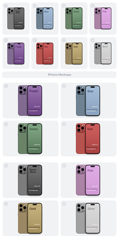 iPhone 正反组合手机样机 (PSD)