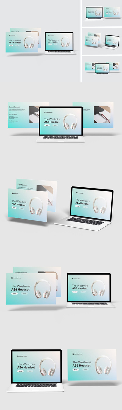 与屏幕分离的笔记本电脑样机 (PSD,PDF)