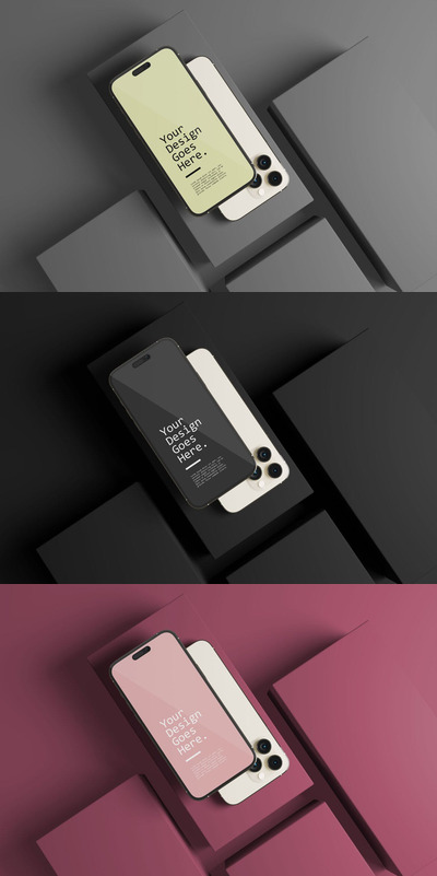 iPhone 桌面展示手机样机 (PSD)
