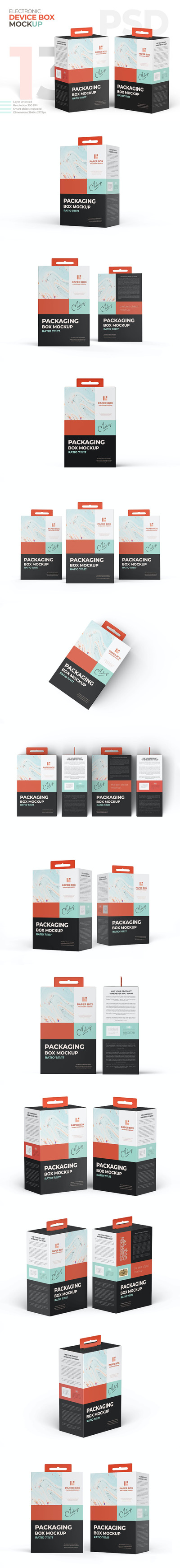 挂耳产品纸盒包装盒设计样机模板 (PSD)