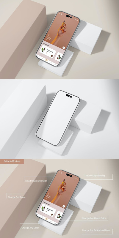 App页面展示手机样机模板 (PSD,PDF)