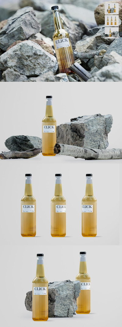 啤酒瓶品牌标签设计样机 (PSD)