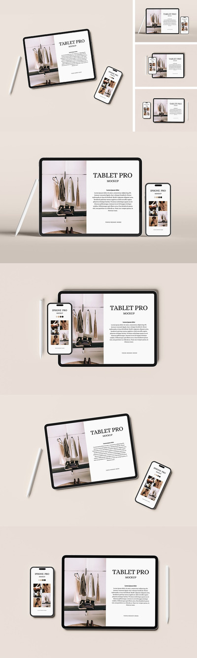 苹果产品平板电脑和手机样机 (PSD,PDF)