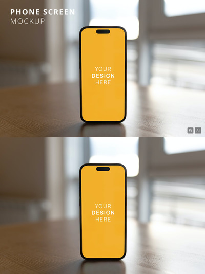 模糊背景iPhone 14 Pro手机样机模板 (PSD,PDF)