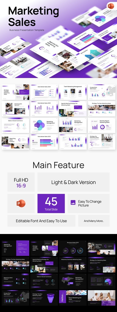 营销销售业务ppt模板 (PPTX)