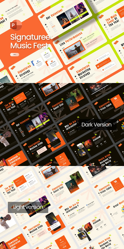 音乐节演唱会ppt模板 (PPTX)