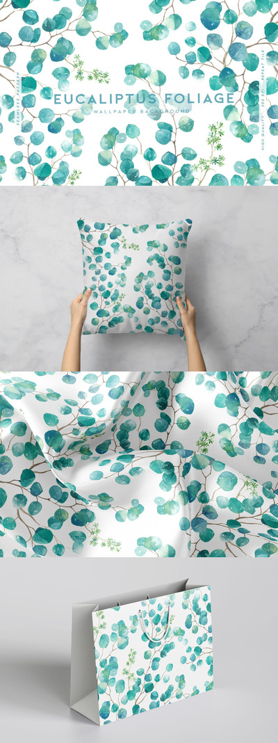 装饰性水彩植物无缝图案(jpg)