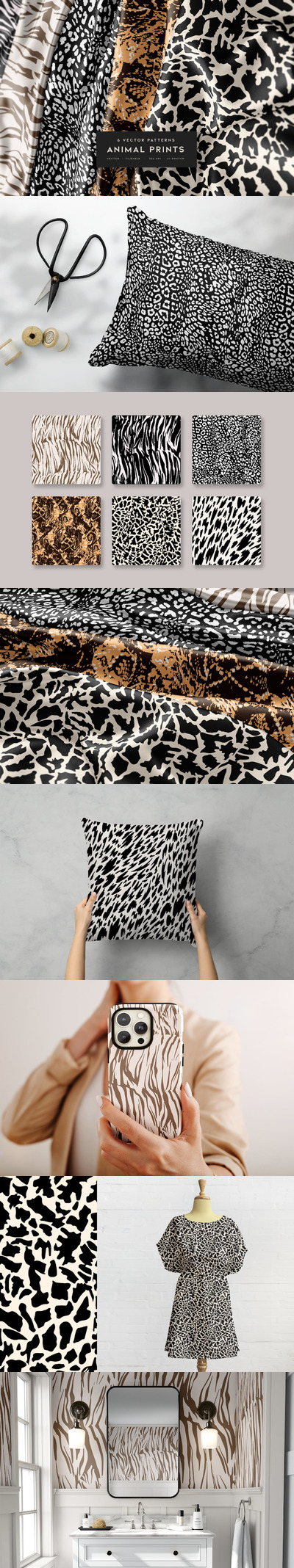 6种动物皮肤纹矢量图案 (AI,JPG)