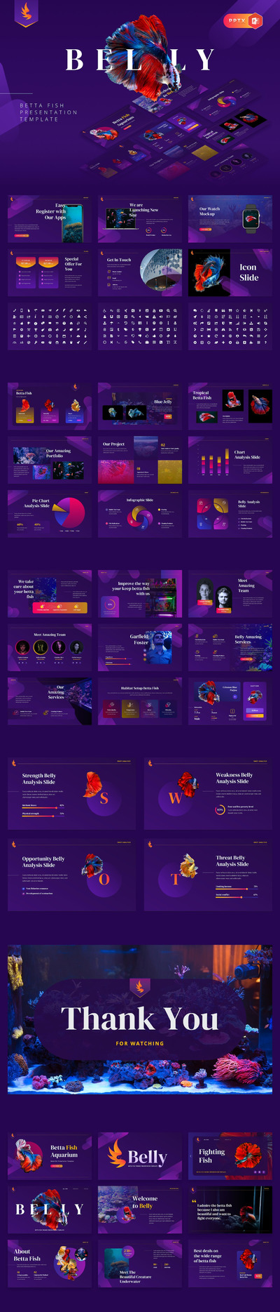 斗鱼海洋生物ppt模板 (PPTX)