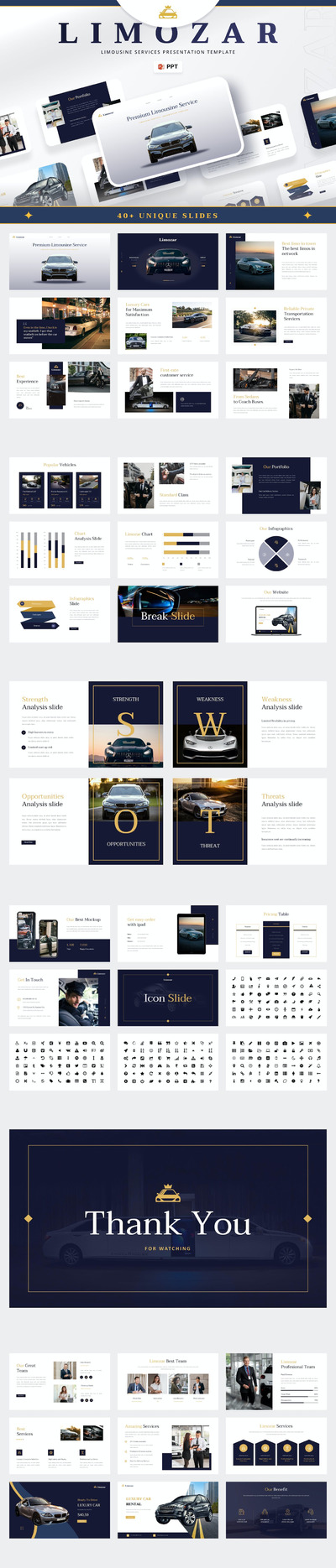 豪华轿车服务ppt模板 (PPTX)