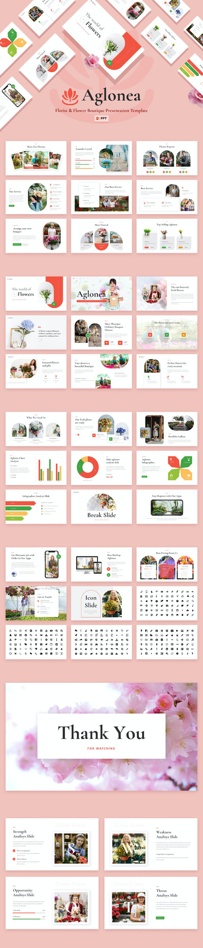 花卉花店推广ppt模板 (PPTX)