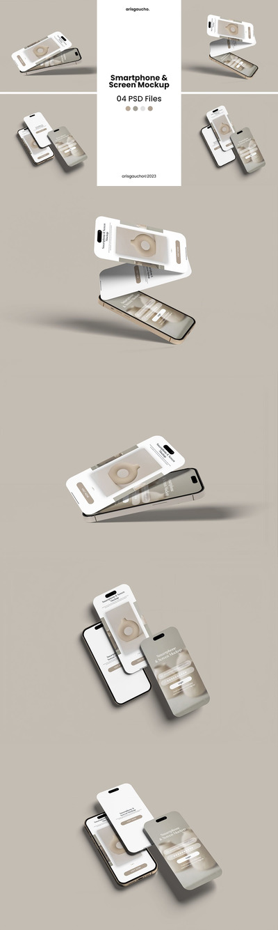 智能手机和屏幕样机模型 (PSD)