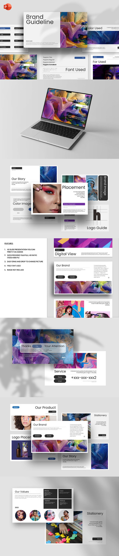 视觉设计品牌指南ppt模板 (PPTX)