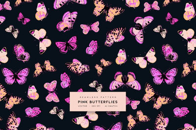 粉红色蝴蝶矢量图案 (AI,EPS,JPG,SVG)