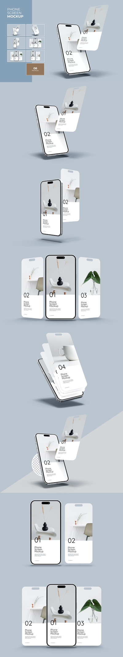 带应用程序的手机屏幕模型 (PSD)