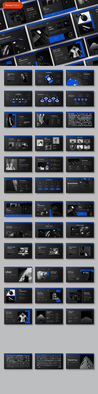 暗黑主题数码电子产品ppt模板 (PPTX)