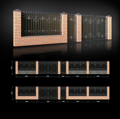 镂空金属栅栏围墙3D模型（OBJ,FBX,MAX）