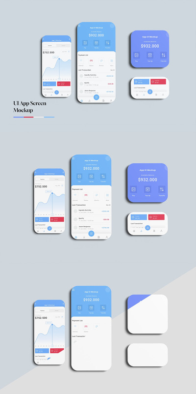 APP UI设计序屏幕模型V3 (PSD)