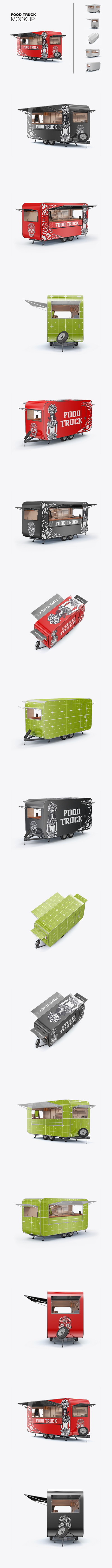 套装食品拖车实物模型样机 (PSD)