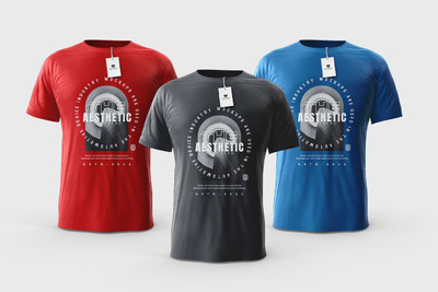 彩色T恤实物模型 (PSD)