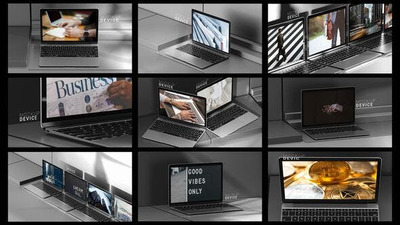笔记本电脑UI页面展示样机视频AE模板 (aep)