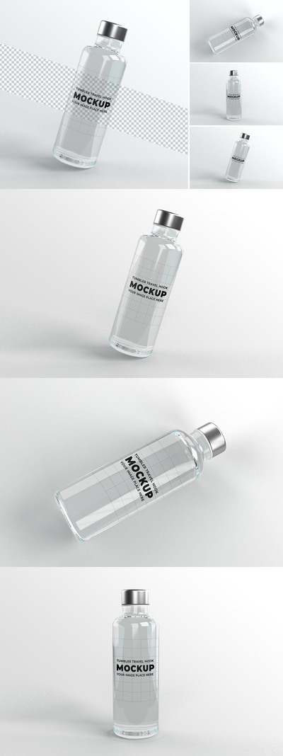 玻璃饮水瓶品牌设计样机 (PSD)