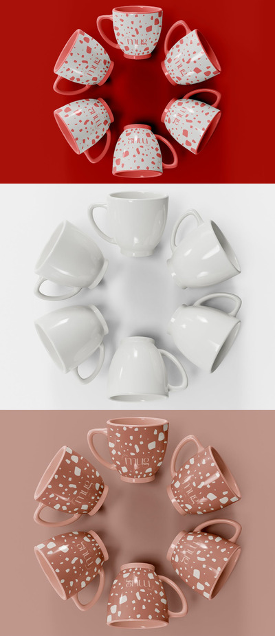 6个陶瓷咖啡杯设计展示样机 (PSD)