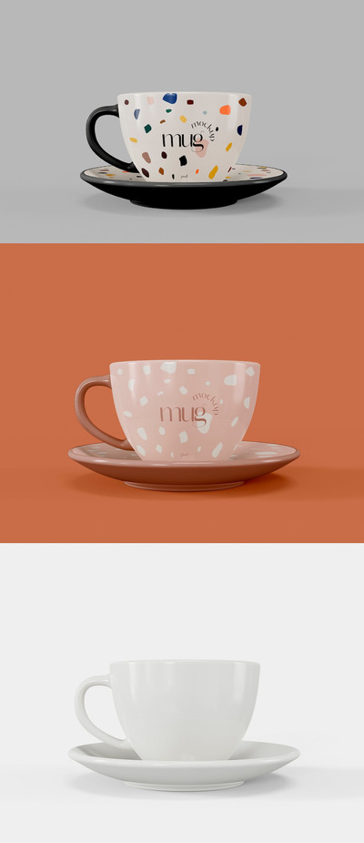 托盘陶瓷杯杯身图案设计样机 (PSD)