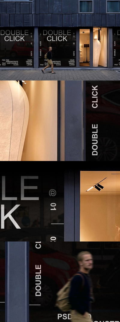 商店橱窗横幅品牌广告样机 (PSD)