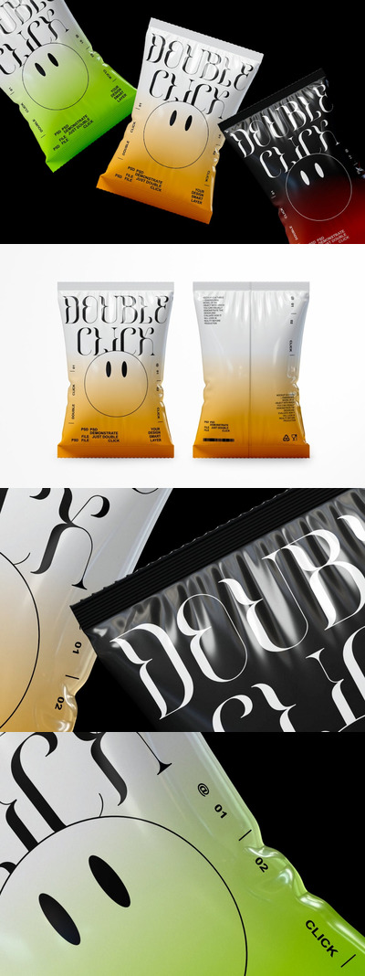 薯片零食袋包装设计样机 (PSD)