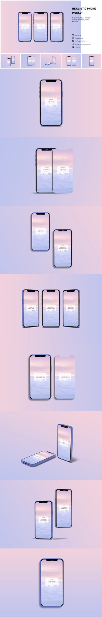 逼真的电话手机样机模板 (PSD,JPG,PDF)