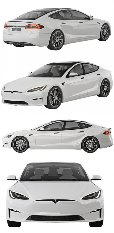 2021款特斯拉Tesla Model S Plaid汽车3D模型（OBJ,FBX,MAX,C4D,LWO）