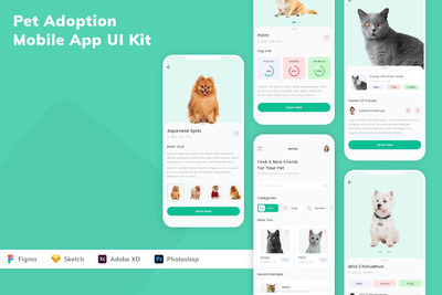 宠物领养手机APP UI KIT (SKETCH,FIG,XD,PSD)