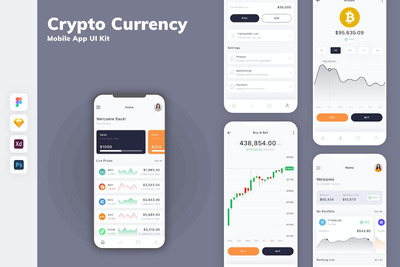 加密货币移动应用APP UI KIT (SKETCH,FIG,XD,PSD)