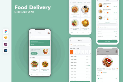送餐手机APP UI KIT (SKETCH,FIG,XD,PSD)