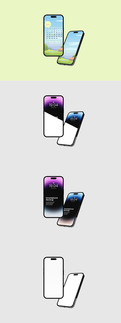 浮动式效果iPhone 14手机样机模板 (PSD)