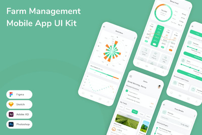 农场管理移动APP UI KIT (SKETCH,FIG,XD,PSD)