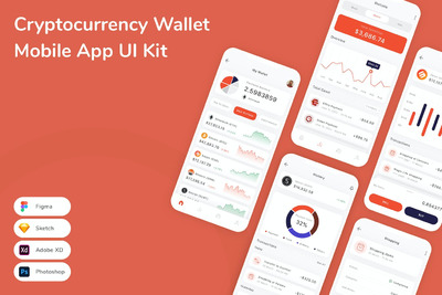 加密货币钱包移动APP UI KIT (SKETCH,FIG,XD,PSD)