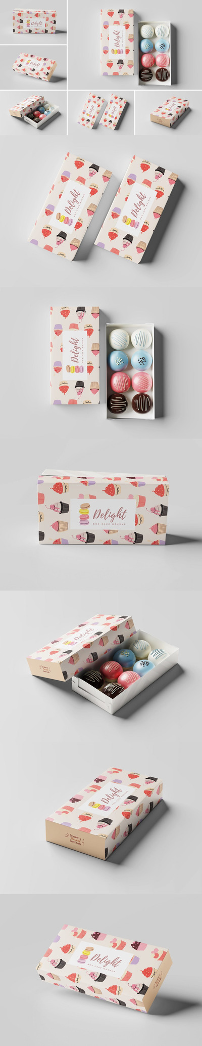 蛋糕食品盒子包装设计样机 (PSD)