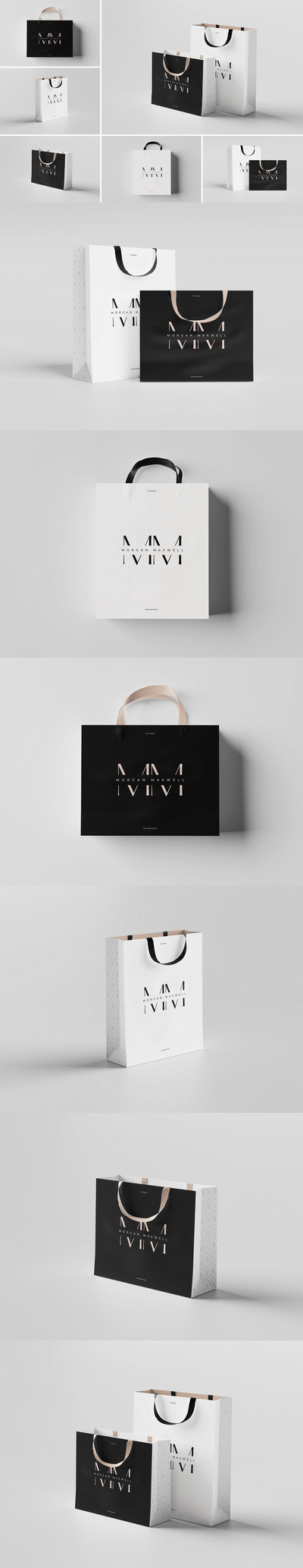 奢侈品品牌购物袋设计样机 (PSD)