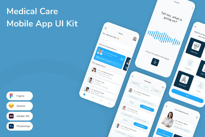 医疗保健移动应用APP UI KIT (SKETCH,FIG,XD,PSD)