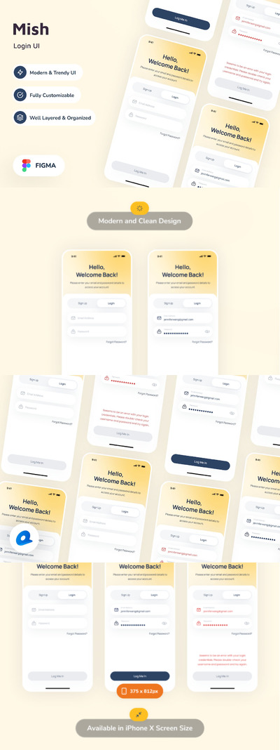 登录移动应用APP UI KIT (FIG)