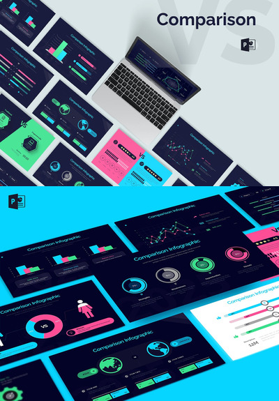 比较信息图表ppt模板 (PPTX,PPT)