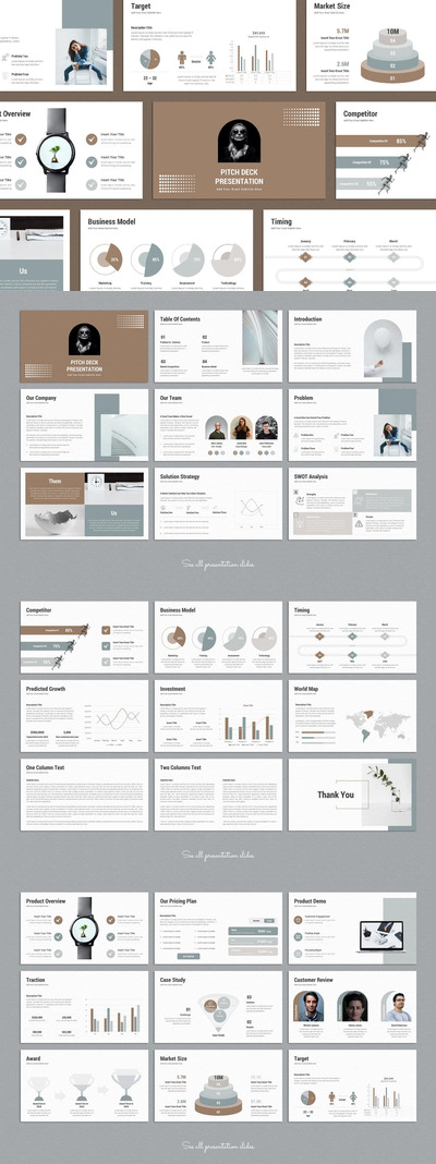 平台推销图表数据幻灯片ppt模板 (PPTX)