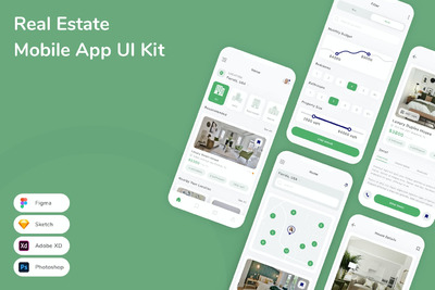房地产移动应用APP UI KIT (SKETCH,FIG,XD,PSD)
