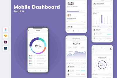 移动盘表板应用APP UI KIT (SKETCH,FIG,XD,PSD)