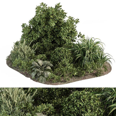 公园户外绿色植物组合景观3D模型（OBJ,MAX）