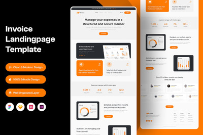 发票着陆页网页UI 模版 (FIG,SKETCH,XD)