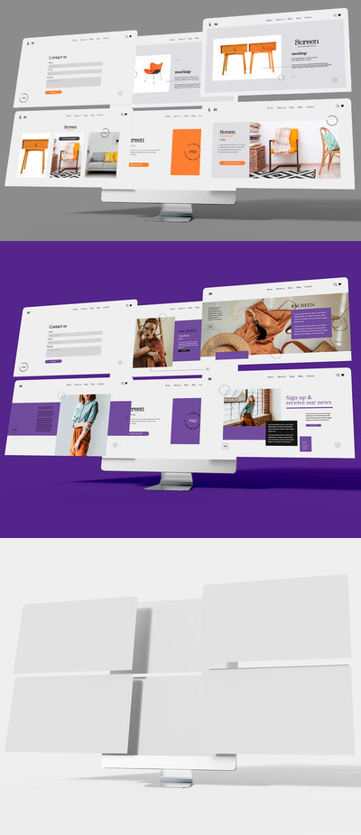 UI屏幕设计电脑计算机样机 (PSD)