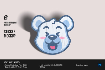 贴纸徽章设计样机 (PSD,JPG)